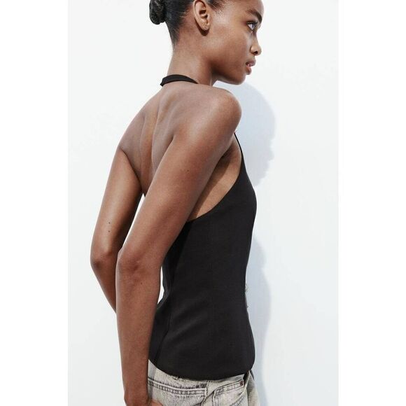 ZARA JEWEL BOW HALTER TOP - Picture 9 of 11